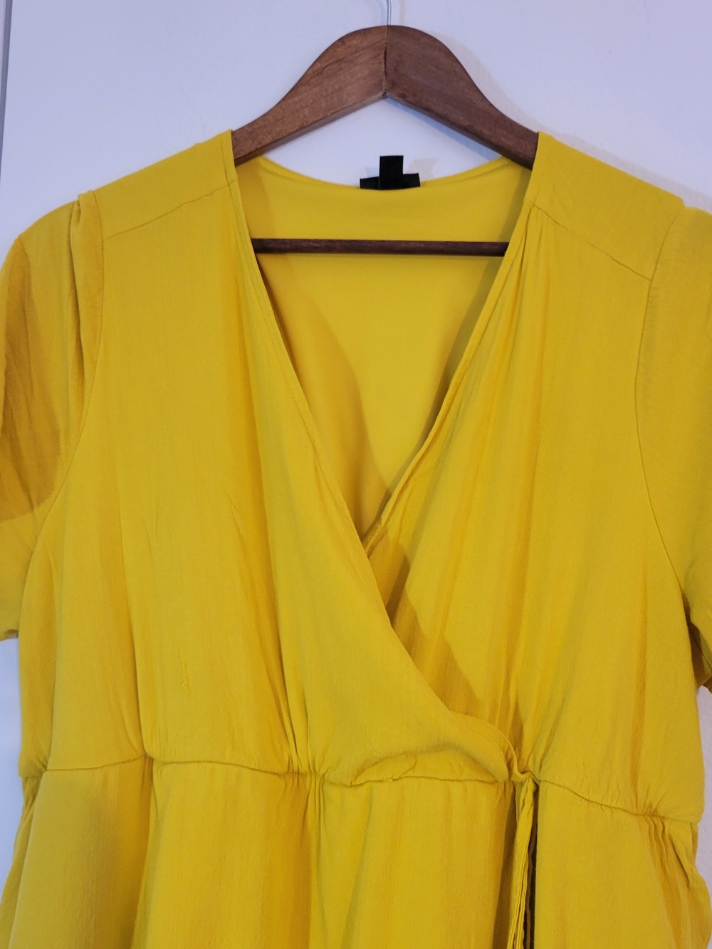 Torrid Bright Yellow Wrap High-Low Dress with Ruffle Hem - Picture 3 of 7